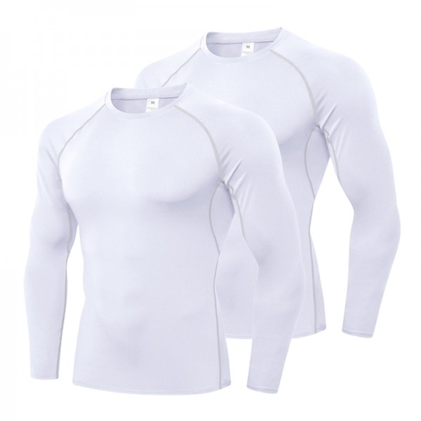 Men&#039;s Compression Shirt Running Shirt Long Sleeve Base Layer Athletic Summer Spandex Breathable Moisture Wicking Soft Fitness Gym Workout Running Sportswear Activewear Solid Colored Black+White+Navy