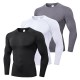 Men&#039;s Compression Shirt Running Shirt Long Sleeve Base Layer Athletic Summer Spandex Breathable Moisture Wicking Soft Fitness Gym Workout Running Sportswear Activewear Solid Colored Black+White+Navy