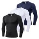 Men&#039;s Compression Shirt Running Shirt Long Sleeve Base Layer Athletic Summer Spandex Breathable Moisture Wicking Soft Fitness Gym Workout Running Sportswear Activewear Solid Colored Black+White+Navy
