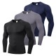 Men&#039;s Compression Shirt Running Shirt Long Sleeve Base Layer Athletic Summer Spandex Breathable Moisture Wicking Soft Fitness Gym Workout Running Sportswear Activewear Solid Colored Black+White+Navy