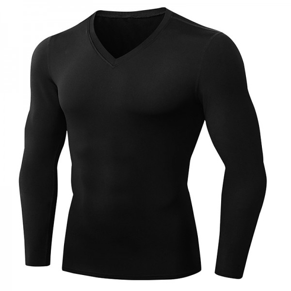 Men&#039;s Compression Shirt Running Shirt Long Sleeve Tee Tshirt Athletic Athleisure Winter V Neck Fleece Thermal Warm Breathable Quick Dry Fitness Gym Workout Running Sportswear Activewear Solid Colored