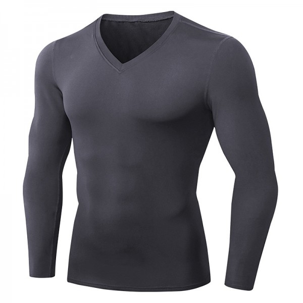 Men&#039;s Compression Shirt Running Shirt Long Sleeve Tee Tshirt Athletic Athleisure Winter V Neck Fleece Thermal Warm Breathable Quick Dry Fitness Gym Workout Running Sportswear Activewear Solid Colored
