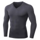 Men&#039;s Compression Shirt Running Shirt Long Sleeve Tee Tshirt Athletic Athleisure Winter V Neck Fleece Thermal Warm Breathable Quick Dry Fitness Gym Workout Running Sportswear Activewear Solid Colored