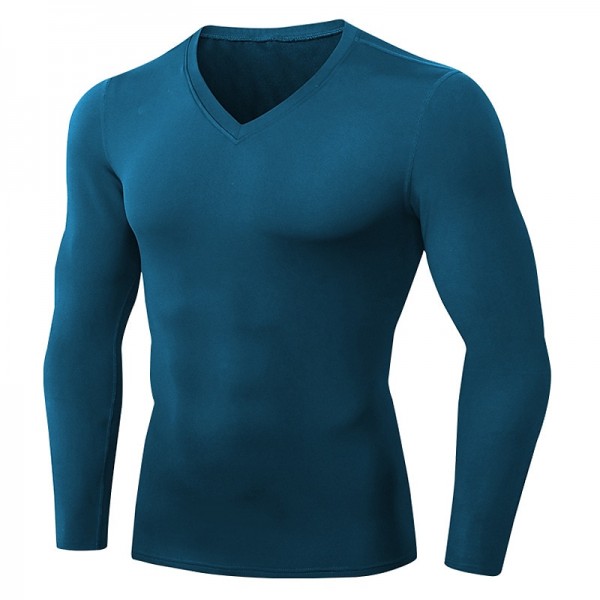 Men&#039;s Compression Shirt Running Shirt Long Sleeve Tee Tshirt Athletic Athleisure Winter V Neck Fleece Thermal Warm Breathable Quick Dry Fitness Gym Workout Running Sportswear Activewear Solid Colored
