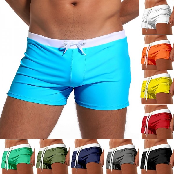 Men&#039;s Board Shorts Swim Shorts Swim Trunks Drawstring with Mesh lining Split Solid Color Breathable Quick Dry Athletic Beach Swimming Pool Chic &amp; Modern Casual / Sporty Grass Green Black Stretchy