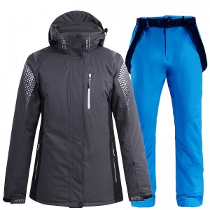 Men&#039;s Women&#039;s Ski Jacket with Bib Pants Outdoor Winter Thermal Warm Waterproof Windproof Breathable Hooded Clothing Suit for Snowboarding Ski Mountain / Cotton