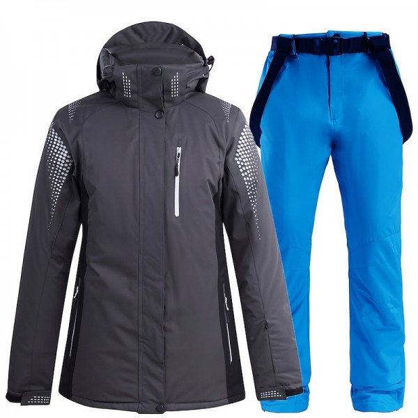 Men's Women's Ski Jacket with Bib Pants Outdoor Winter Thermal Warm Waterproof Windproof Breathable Hooded Clothing Suit for Snowboarding Ski Mountain / Cotton Men's Women's Ski Jacket with Bib Pants Outdoor Winter Thermal Warm Waterproof Windproof Breathable Hooded Clothing Suit for Snowboarding Ski Mountain / Cotton