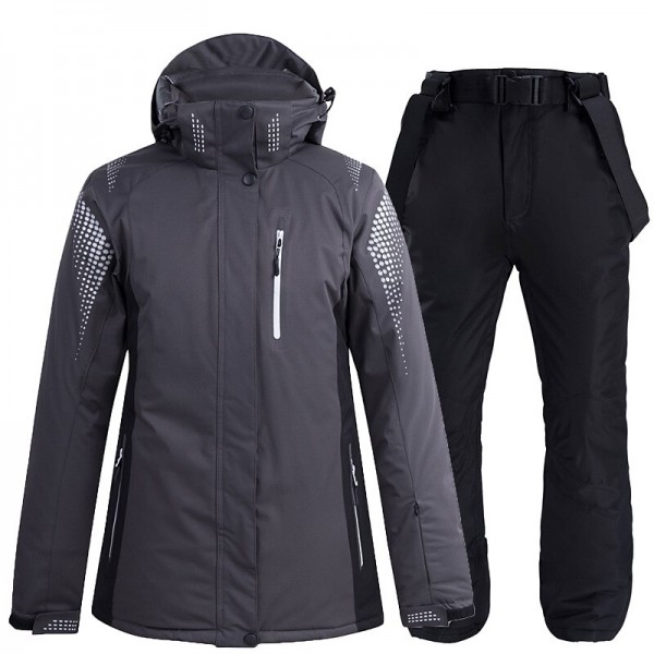 Men's Women's Ski Jacket with Bib Pants Outdoor Winter Thermal Warm Waterproof Windproof Breathable Hooded Clothing Suit for Snowboarding Ski Mountain / Cotton Men's Women's Ski Jacket with Bib Pants Outdoor Winter Thermal Warm Waterproof Windproof Breathable Hooded Clothing Suit for Snowboarding Ski Mountain / Cotton