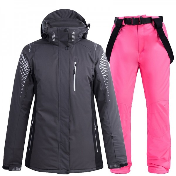Men's Women's Ski Jacket with Bib Pants Outdoor Winter Thermal Warm Waterproof Windproof Breathable Hooded Clothing Suit for Snowboarding Ski Mountain / Cotton Men's Women's Ski Jacket with Bib Pants Outdoor Winter Thermal Warm Waterproof Windproof Breathable Hooded Clothing Suit for Snowboarding Ski Mountain / Cotton