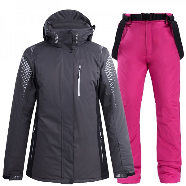 Men's Women's Ski Jacket with Bib Pants Outdoor Winter Thermal Warm Waterproof Windproof Breathable Hooded Clothing Suit for Snowboarding Ski Mountain / Cotton Men's Women's Ski Jacket with Bib Pants Outdoor Winter Thermal Warm Waterproof Windproof Breathable Hooded Clothing Suit for Snowboarding Ski Mountain / Cotton