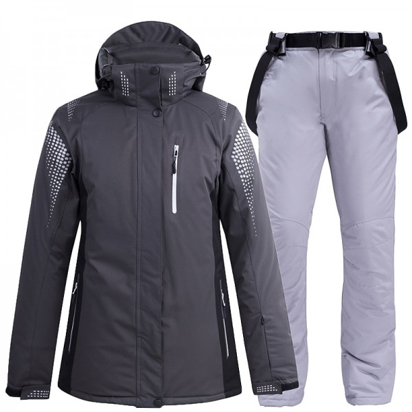 Men's Women's Ski Jacket with Bib Pants Outdoor Winter Thermal Warm Waterproof Windproof Breathable Hooded Clothing Suit for Snowboarding Ski Mountain / Cotton Men's Women's Ski Jacket with Bib Pants Outdoor Winter Thermal Warm Waterproof Windproof Breathable Hooded Clothing Suit for Snowboarding Ski Mountain / Cotton
