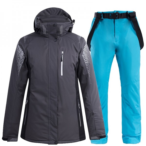 Men's Women's Ski Jacket with Bib Pants Outdoor Winter Thermal Warm Waterproof Windproof Breathable Hooded Clothing Suit for Snowboarding Ski Mountain / Cotton Men's Women's Ski Jacket with Bib Pants Outdoor Winter Thermal Warm Waterproof Windproof Breathable Hooded Clothing Suit for Snowboarding Ski Mountain / Cotton