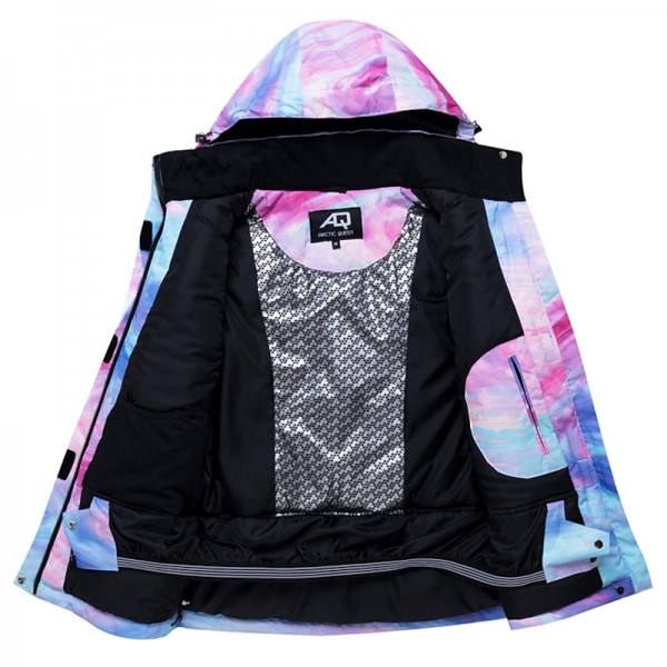 ARCTIC QUEEN Women&#039;s Ski Jacket Outdoor Winter Thermal Warm Waterproof Windproof Breathable Detachable Hood Jacket for Snowboarding Ski Mountain / Cotton
