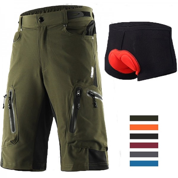 Arsuxeo Men's Bike Shorts Cycling MTB Shorts with Removable 3D Padded Underwear Summer Baggy Shorts Loose Fit Quick Dry Waterproof Zipper Sports Dark Grey Black Army Green Mountain Bike Arsuxeo Men's Bike Shorts Cycling MTB Shorts with Removable 3D Padded Underwear Summer Baggy Shorts Loose Fit Quick Dry Waterproof Zipper Sports Dark Grey Black Army Green Mountain Bike