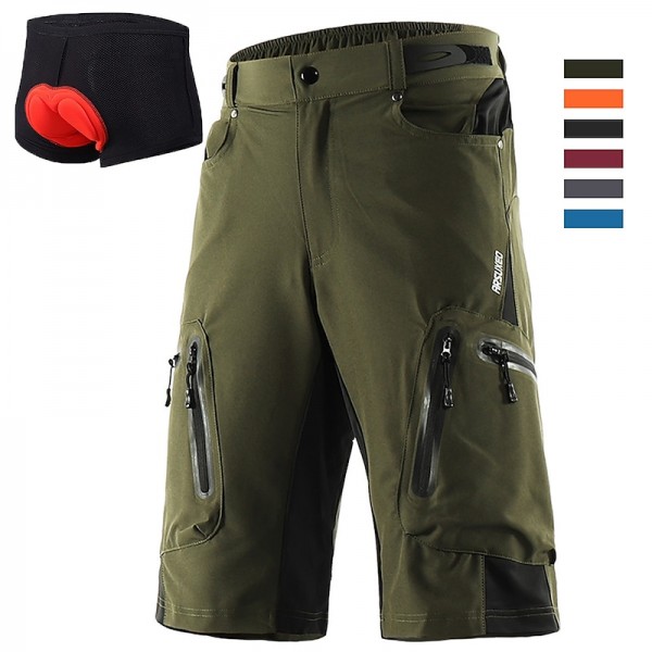 Arsuxeo Men's Bike Shorts Cycling MTB Shorts with Removable 3D Padded Underwear Summer Baggy Shorts Loose Fit Quick Dry Waterproof Zipper Sports Dark Grey Black Army Green Mountain Bike Arsuxeo Men's Bike Shorts Cycling MTB Shorts with Removable 3D Padded Underwear Summer Baggy Shorts Loose Fit Quick Dry Waterproof Zipper Sports Dark Grey Black Army Green Mountain Bike