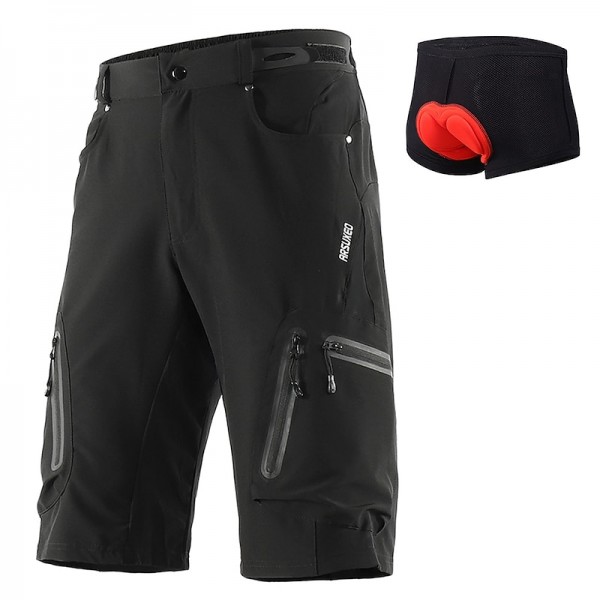 Arsuxeo Men's Bike Shorts Cycling MTB Shorts with Removable 3D Padded Underwear Summer Baggy Shorts Loose Fit Quick Dry Waterproof Zipper Sports Dark Grey Black Army Green Mountain Bike Arsuxeo Men's Bike Shorts Cycling MTB Shorts with Removable 3D Padded Underwear Summer Baggy Shorts Loose Fit Quick Dry Waterproof Zipper Sports Dark Grey Black Army Green Mountain Bike