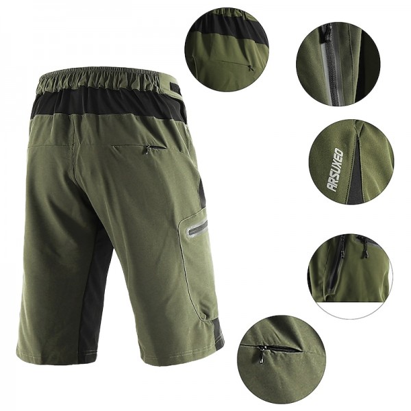Arsuxeo Men's Bike Shorts Cycling MTB Shorts with Removable 3D Padded Underwear Summer Baggy Shorts Loose Fit Quick Dry Waterproof Zipper Sports Dark Grey Black Army Green Mountain Bike Arsuxeo Men's Bike Shorts Cycling MTB Shorts with Removable 3D Padded Underwear Summer Baggy Shorts Loose Fit Quick Dry Waterproof Zipper Sports Dark Grey Black Army Green Mountain Bike