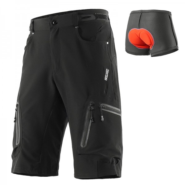 Arsuxeo Men's Bike Shorts Cycling MTB Shorts with Removable 3D Padded Underwear Summer Baggy Shorts Loose Fit Quick Dry Waterproof Zipper Sports Dark Grey Black Army Green Mountain Bike Arsuxeo Men's Bike Shorts Cycling MTB Shorts with Removable 3D Padded Underwear Summer Baggy Shorts Loose Fit Quick Dry Waterproof Zipper Sports Dark Grey Black Army Green Mountain Bike