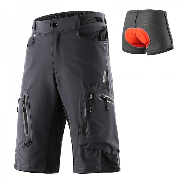 Arsuxeo Men's Bike Shorts Cycling MTB Shorts with Removable 3D Padded Underwear Summer Baggy Shorts Loose Fit Quick Dry Waterproof Zipper Sports Dark Grey Black Army Green Mountain Bike Arsuxeo Men's Bike Shorts Cycling MTB Shorts with Removable 3D Padded Underwear Summer Baggy Shorts Loose Fit Quick Dry Waterproof Zipper Sports Dark Grey Black Army Green Mountain Bike