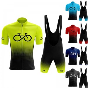 21Grams Men&#039;s Cycling Jersey with Bib Shorts Short Sleeve Mountain Bike MTB Road Bike Cycling Black Red Blue Graphic Gradient Bike Clothing Suit 3D Pad Breathable Moisture Wicking Quick Dry Back