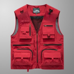 Men&#039;s Hiking Vest Sleeveless Outerwear Outdoor Stretchy Comfortable Zipper Pocket Basic Terylene Black Army Green Burgundy Hunting Fishing Climbing
