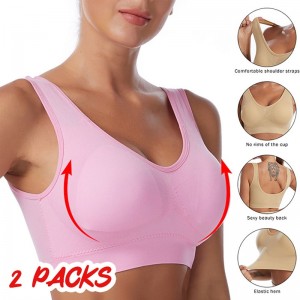 2 Pack Underwear Women&#039;s Plus Size Deep U Comfortable Beauty Back Yoga Vest with Pads No Steel Ring Gathered Shock-proof Sports Bra