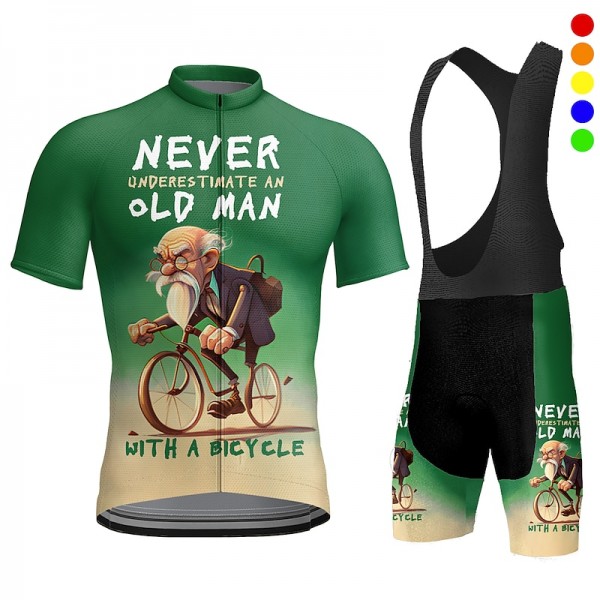Men&#039;s Cycling Jersey with Bib Shorts Short Sleeve Mountain Bike MTB Road Bike Cycling Red Royal Blue Blue Bike Quick Dry Moisture Wicking Spandex Sports Geometric Funny Clothing Apparel