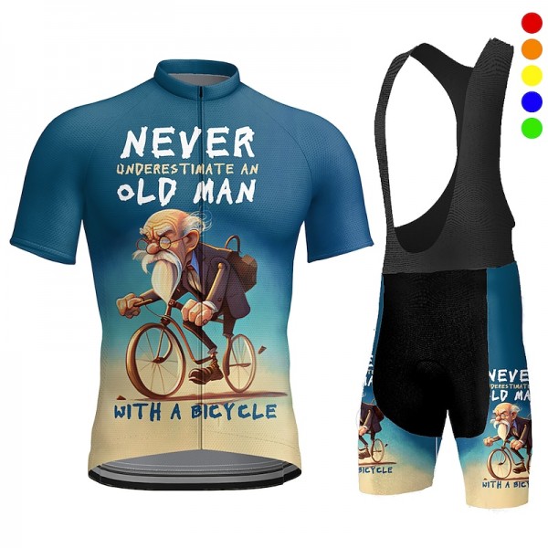 Men&#039;s Cycling Jersey with Bib Shorts Short Sleeve Mountain Bike MTB Road Bike Cycling Red Royal Blue Blue Bike Quick Dry Moisture Wicking Spandex Sports Geometric Funny Clothing Apparel