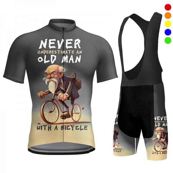 Men&#039;s Cycling Jersey with Bib Shorts Short Sleeve Mountain Bike MTB Road Bike Cycling Red Royal Blue Blue Bike Quick Dry Moisture Wicking Spandex Sports Geometric Funny Clothing Apparel