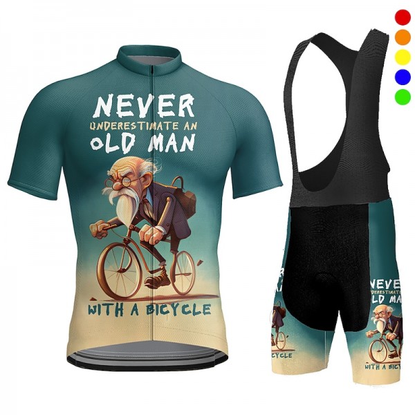 Men&#039;s Cycling Jersey with Bib Shorts Short Sleeve Mountain Bike MTB Road Bike Cycling Red Royal Blue Blue Bike Quick Dry Moisture Wicking Spandex Sports Geometric Funny Clothing Apparel