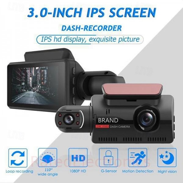 A68 1080p New Design / HD / 360° monitoring Car DVR 150 Degree Wide Angle 3 inch IPS Dash Cam with Night Vision / G-Sensor / motion detection 4 infrared LEDs Car Recorder