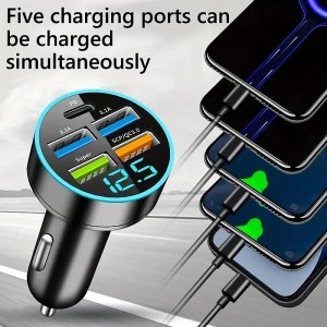 QC3.0 Car Charge 66W  Super Fast Charge Digital Display Dar Charge PD20W Dual USB Car Charger