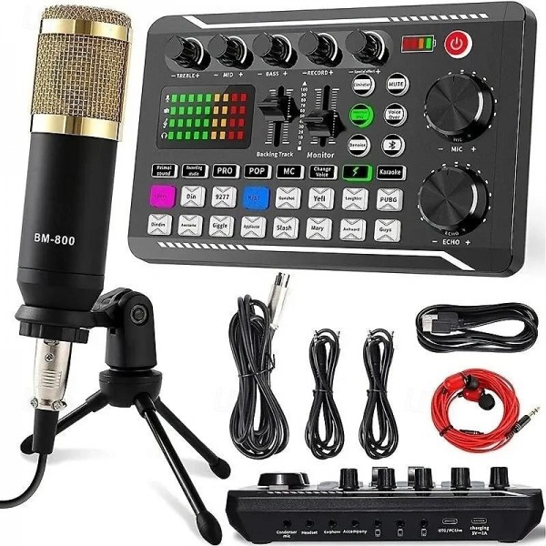 DJ Equipment Microphone Sound Card Console Studio Sound Card Kit Cable Phone Mixing Computer Live Voice Mixer F998 Sound Card DJ Equipment Microphone Sound Card Console Studio Sound Card Kit Cable Phone Mixing Computer Live Voice Mixer F998 Sound Card