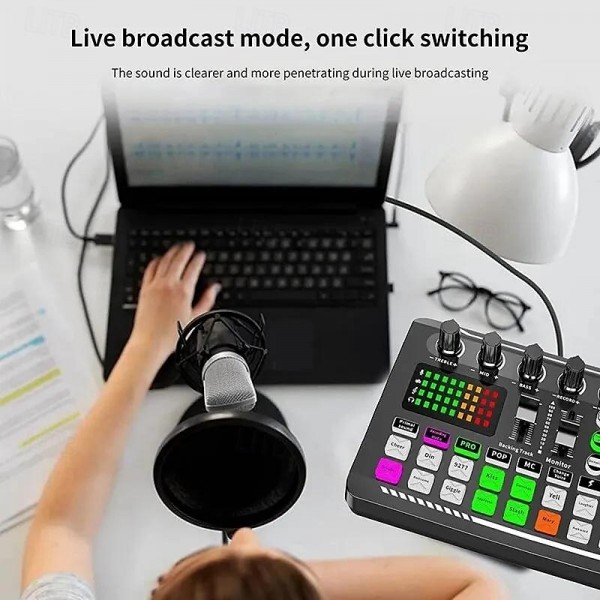 DJ Equipment Microphone Sound Card Console Studio Sound Card Kit Cable Phone Mixing Computer Live Voice Mixer F998 Sound Card DJ Equipment Microphone Sound Card Console Studio Sound Card Kit Cable Phone Mixing Computer Live Voice Mixer F998 Sound Card