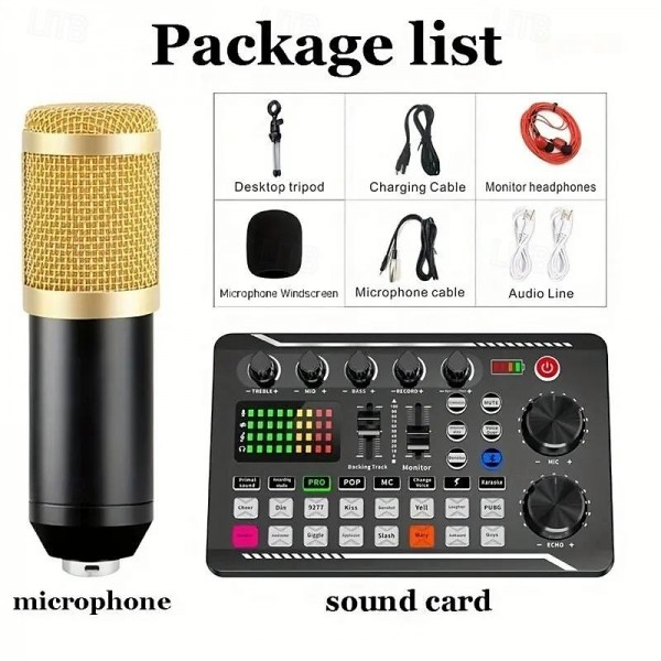 DJ Equipment Microphone Sound Card Console Studio Sound Card Kit Cable Phone Mixing Computer Live Voice Mixer F998 Sound Card DJ Equipment Microphone Sound Card Console Studio Sound Card Kit Cable Phone Mixing Computer Live Voice Mixer F998 Sound Card