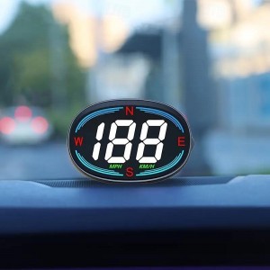 Advanced Universal HUD Head-up Display - Real-time Speedometer with Over-speed Alerts Auto Brightness &amp; Compass - Effortless Plug &amp; Play for All Cars