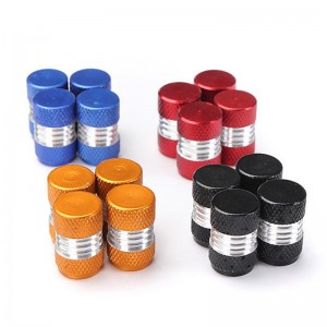 4PCS Blue Aluminum Car Truck Motocycle BikeAluminum Alloy Car Wheel Tire Valve Stem Caps Dust Covers Air Valve Caps Tire Valve Cap Car Knurling Style Airtight