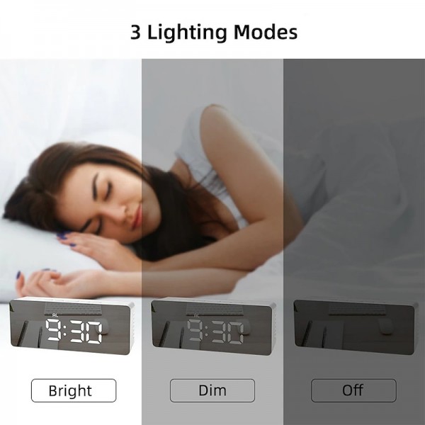 LED Light Mirror Alarm Clock with Dimmer Nap Temperature Function for Office Bedroom Travel Digital Clock Home Decor LED Light Mirror Alarm Clock with Dimmer Nap Temperature Function for Office Bedroom Travel Digital Clock Home Decor