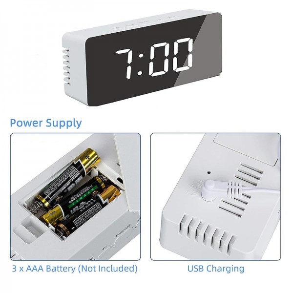 LED Light Mirror Alarm Clock with Dimmer Nap Temperature Function for Office Bedroom Travel Digital Clock Home Decor LED Light Mirror Alarm Clock with Dimmer Nap Temperature Function for Office Bedroom Travel Digital Clock Home Decor