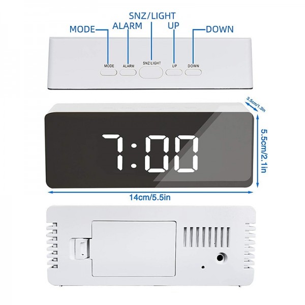LED Light Mirror Alarm Clock with Dimmer Nap Temperature Function for Office Bedroom Travel Digital Clock Home Decor LED Light Mirror Alarm Clock with Dimmer Nap Temperature Function for Office Bedroom Travel Digital Clock Home Decor