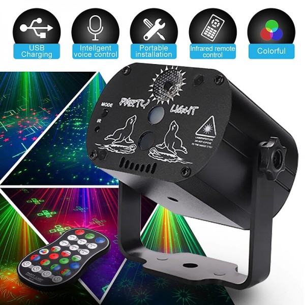 DJ Disco Stage Party Lights Laser Strobe Lights LED Sound Activated 60 Patterns RGB Flash Projector with Remote Control for Christmas Halloween Pub KTV Bar Dance Gift Birthday Christmas Gift DJ Disco Stage Party Lights Laser Strobe Lights LED Sound Activated 60 Patterns RGB Flash Projector with Remote Control for Christmas Halloween Pub KTV Bar Dance Gift Birthday Christmas Gift