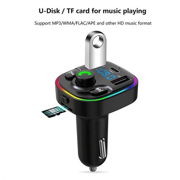Bluetooth 5.0 FM Transmitter / Bluetooth Car Kit Car Handsfree Bluetooth / Short Circuit Protection / Multi-Output Car Bluetooth 5.0 FM Transmitter / Bluetooth Car Kit Car Handsfree Bluetooth / Short Circuit Protection / Multi-Output Car