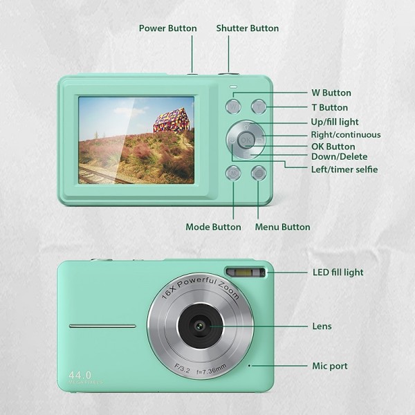 Digital Camera 1080P 44MP Vlogging Camera with LCD Screen 16X Zoom Compact Portable Mini Rechargeable Camera Gifts for Students Teens Adults Girls Boys Digital Camera 1080P 44MP Vlogging Camera with LCD Screen 16X Zoom Compact Portable Mini Rechargeable Camera Gifts for Students Teens Adults Girls Boys