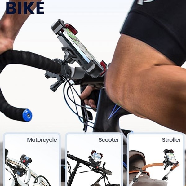 Joyroom Motorcycle Phone Mount, [1s Auto Lock][100mph Military Anti-Shake] Bike Phone Holder for Bicycle, [10s Quick Install] Handlebar Phone Mount, Compatible with iPhone, Samsung, All Cell Phone