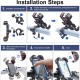 Joyroom Motorcycle Phone Mount, [1s Auto Lock][100mph Military Anti-Shake] Bike Phone Holder for Bicycle, [10s Quick Install] Handlebar Phone Mount, Compatible with iPhone, Samsung, All Cell Phone