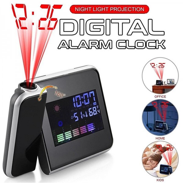 Digital Projection Alarm Clock Weather Station 180 with Temperature Thermometer Humidity Hygrometer/Bedside Wake Up Projector Clock Digital Projection Alarm Clock Weather Station 180 with Temperature Thermometer Humidity Hygrometer/Bedside Wake Up Projector Clock
