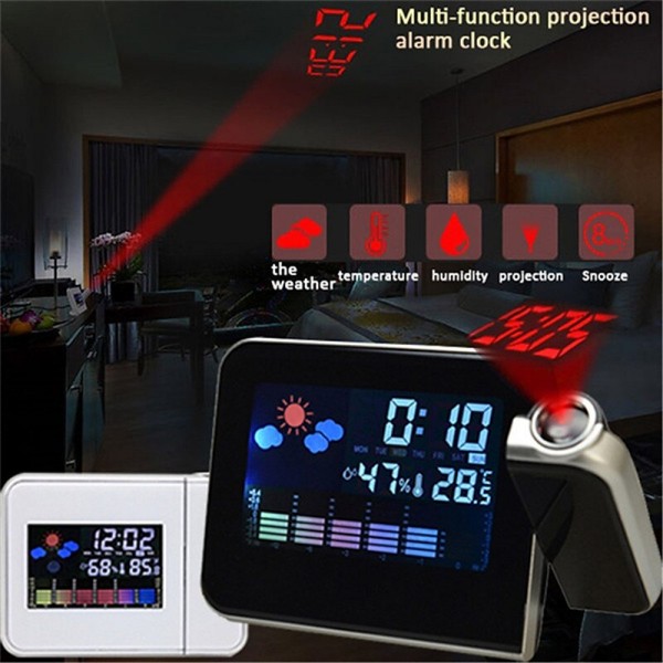 Digital Projection Alarm Clock Weather Station 180 with Temperature Thermometer Humidity Hygrometer/Bedside Wake Up Projector Clock Digital Projection Alarm Clock Weather Station 180 with Temperature Thermometer Humidity Hygrometer/Bedside Wake Up Projector Clock