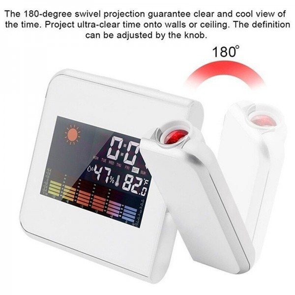 Digital Projection Alarm Clock Weather Station 180 with Temperature Thermometer Humidity Hygrometer/Bedside Wake Up Projector Clock Digital Projection Alarm Clock Weather Station 180 with Temperature Thermometer Humidity Hygrometer/Bedside Wake Up Projector Clock