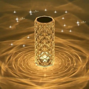 Crystal Table Lamp Rose Light LED Projector 3 Colors Touch Adjustable Romantic Diamond Atmosphere Light USB Touch Night Light For Bar, Bedroom, Christmas Valentine&#039;s Gift For Kids Girls Lover