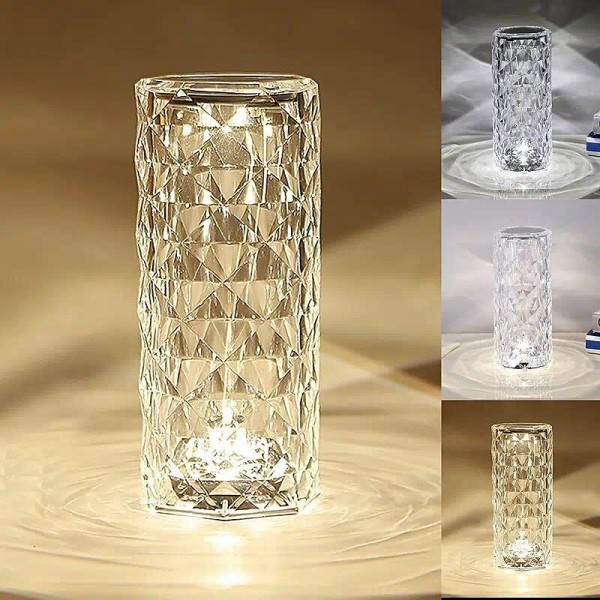 Crystal Table Lamp Rose Light LED Projector 3 Colors Touch Adjustable Romantic Diamond Atmosphere Light USB Touch Night Light For Bar, Bedroom, Christmas Valentine's Gift For Kids Girls Lover Crystal Table Lamp Rose Light LED Projector 3 Colors Touch Adjustable Romantic Diamond Atmosphere Light USB Touch Night Light For Bar, Bedroom, Christmas Valentine's Gift For Kids Girls Lover